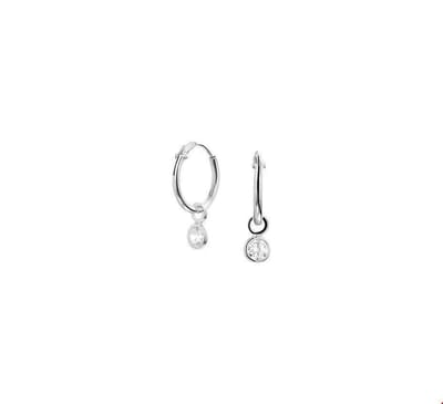 TFT Oorring Zirkonia Zilver Gerhodineerd Glanzend