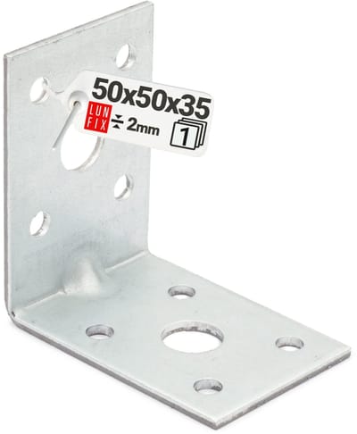 LUN FIX - Winkelverbinder 90 graden - 50x50x35x2 - versterkt - Konstruktiewinkel