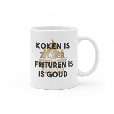 Koken Is Zilver Frituren Is Goud Mok – Grappige Nederlandse Keuken Quote – 330 ml Keramische Koffiemok