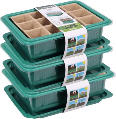 Pro Garden Stekpotje / kweekpot in kweekbak - 3x - 20 x 15 x 6,5 cm - turfpotjes - moestuin