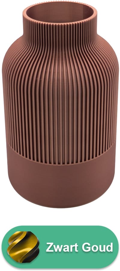 Rillo Japandi Vaas - Decoratievaas Droogbloemen - Zwart / Goud - 20CM