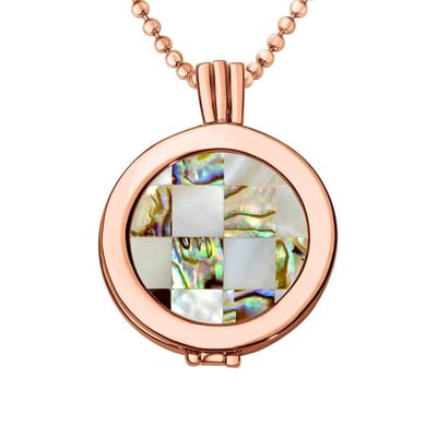 Quiges - Munthouder met Ketting en Munt 25mm Schelp Blokjes Multi - Rose Goudkleurig - EPRHZ339