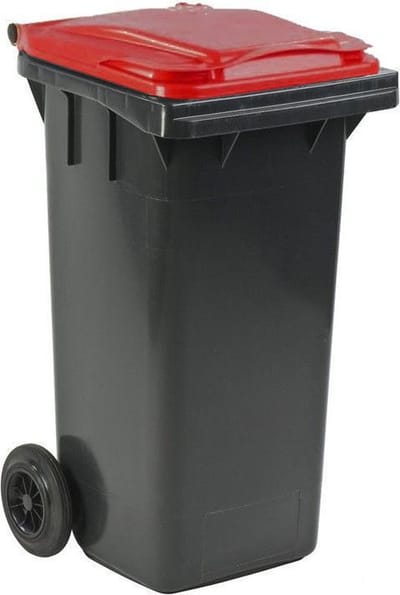 Mini Container - 120 liter Grijs - Kliko Afval Container 120liter - Afvalbak 120l - Rood deksel