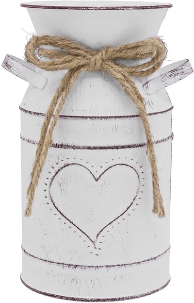 Dailygoods - Vintage Hartvormige Bloememmer - Shabby Chic Decor Vaas met Handvat