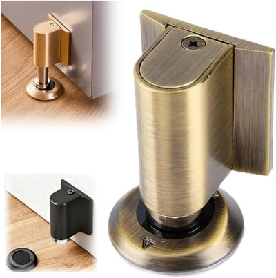 Nieuwe deurstopper met wig - magnetische deurstopper voor de onderkant van de deur - onzichtbare deurstopper zonder boren voor de binnenkant van de deur - robuuste magnetische deurstopper om deuren open te houden - 1 stuk(bronzen)