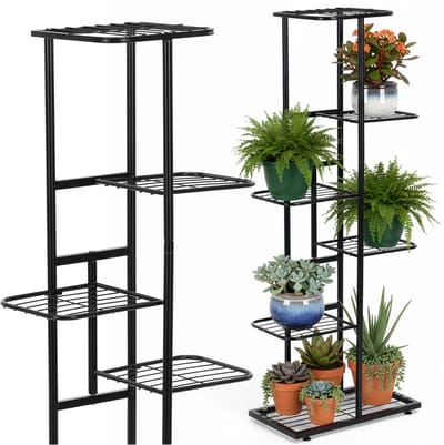 Springos Plantenrek - Plantenstandaard - Bloemenstandaard - Bloementrap - Metaal - 6 - Laags - 105 x 44.5 x 22.5 CM