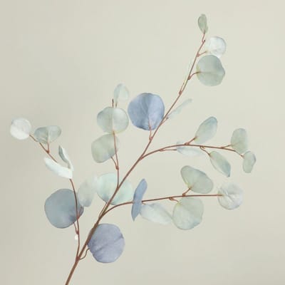 Eucalyptus tak - groot - lichtblauw - zijden bloemen - 3 stelen - onderhoudsvrij - 87 cm - kunstbloemen