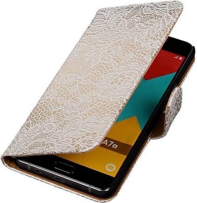 Bloem Bookstyle Hoesje - Wallet Case Telefoonhoesjes - Geschikt voor Samsung Galaxy A7 (2016) A710F Wit