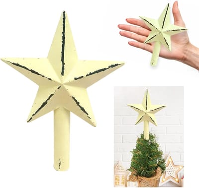 Kerstboom Ster Topper voor Decoratie - Glanzende Ster voor Kerstboom Versiering met Rustieke Stijl en Feestelijke Sfeer