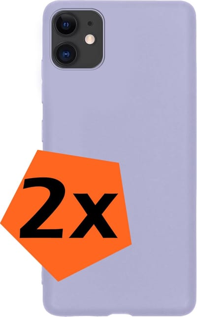 Hoes - 2 Stuks - Geschikt voor Apple iPhone 11 - Sterk & Shockproof - Case Siliconen - Back Cover - Telefoon Hoes - Lila