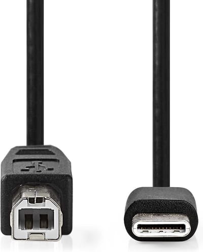 Nedis USB-Kabel - USB 2.0 - USB-C Male - USB-B Male - 480 Mbps - Vernikkeld - 1.00 m - Rond - PVC - Zwart - Label