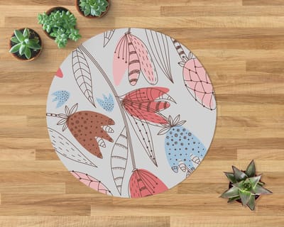 Coloray Vloerbeschermer - Bloemencontouren Stoel Mat - 100x100 cm - Veelkleurig Bureaustoelmat - Vloerbeschermer Vinyl - Mótif Bureaustoelmat - Ronde Mat - Natuur Thema