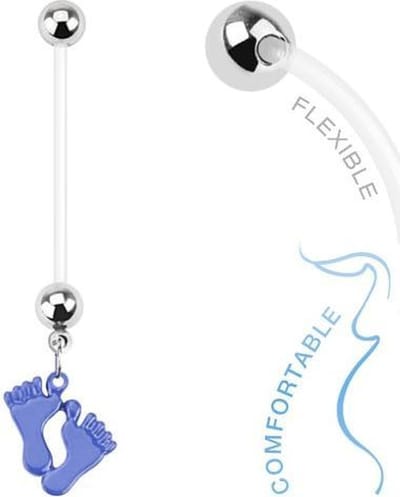 Fako Bijoux® - Zwangerschapspiercing - Babyvoetjes - Blauw