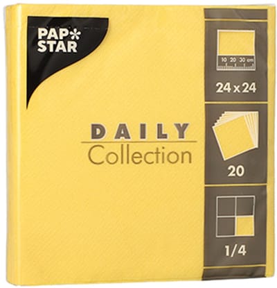 20x 20 Servetten DAILY Collection 1/4 vouw 24 cm x 24 cm geel