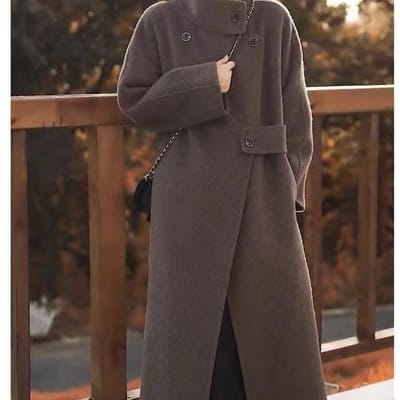 Dubbelzijdige wollen wollen jas, Nieuwe herfst- en winter Koreaanse stijl high-end lange wollen jas M