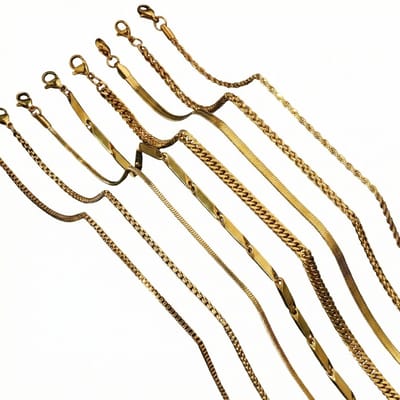 Set van goudkleurige schakelkettingen – ketting voor heren – meerdere stijlen – kettingenset