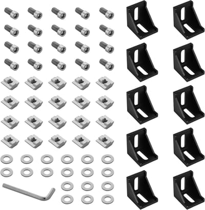 Aluminium Hoekbevestiging voor 40x40 Profielen, 90 Graden Hoekconnector voor 3D Printers en CNC Routers, Stevige Montageaccessoires