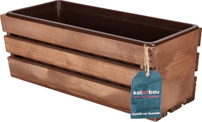 KOTARBAU® Houten Plantenbak - Bloembak Hout - met Kunststof Inzetstuk - Balkonbak - 40 x 18 x 15 cm - Bruin - voor Terras - Balkon - Deko Planten