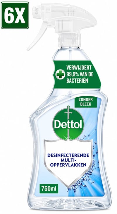 6 x Dettol - Allesreiniger - Spray - Zonder Bleek - Perfecte Hygiëne - 750ml