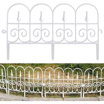 Clôture de jardin décorative, 6 paquets, en plastique antirouille, bordure de piquet de jardin, bordure de parterres de fleurs blanc