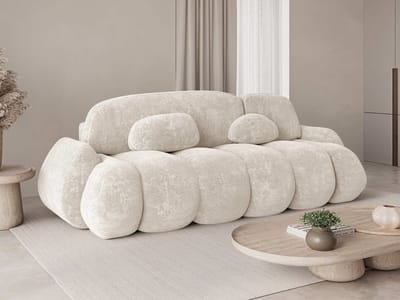 Slaapbank STONE met slaapfunctie - modern design, opbergruimte, vrijstaand, inclusief kussens - kleur lichtbeige Cloud Dancer (Vibe 03)