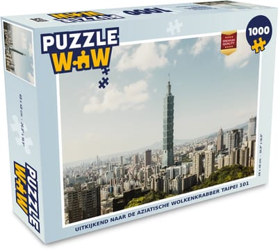 Puzzel Uitkijkend naar de Aziatische wolkenkrabber Taipei 101 - Legpuzzel - Puzzel 1000 stukjes volwassenen