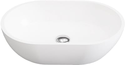 Vente-unique Ovale wastafel van solid surface - Wit - 58 cm - SENGLI