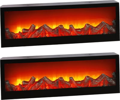HI Sfeerhaarden - Set van 2x stuks - 10 led lampjes - warm wit - 60 x 10 x 20 cm - LED openhaarden - haarden