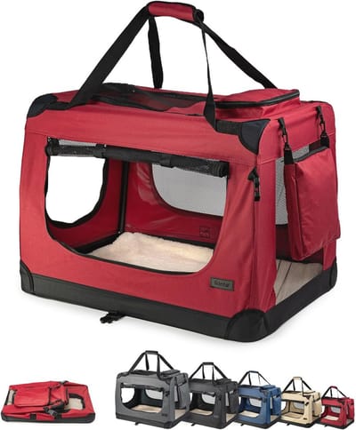 Opvouwbare Hondentransportbox voor Reizen & Auto - 82x58x58 cm, Stevige en Duurzame Draagbox voor Honden tot 18 kg