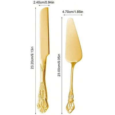 Vintage Royal Taartserveerset, Elegante Roestvrijstalen Taartmes En Taartschep, Gepolijste Spiegelafwerking 2pc-cake Shovel + Bread Knife (gold) veelkleurig