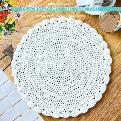 Haakpakket placemats met The Tube Fine model 19 van Home 77 - beige