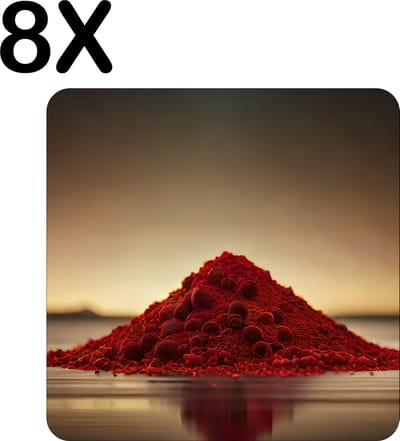 Luxe Placemat - Berg van Rood Poeder - Set van 8 Placemats - 50x50 cm - 2 mm dik Vinyl - Anti Slip - Afneembaar