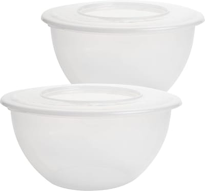 Centi Kom 2 stuks slakom met deksel 5 liter voorraaddoos opslag nieuw (transparant)