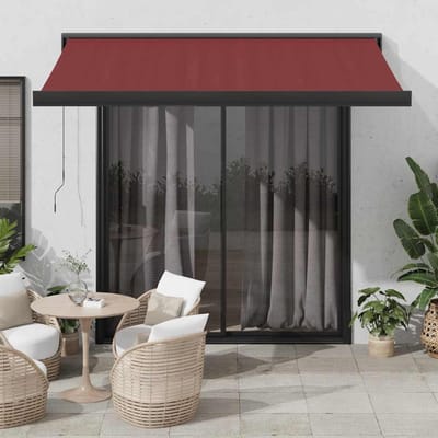 vidaXL - Uitschuifbare - luifel - Bordeaux - met - Antraciet - Frame - 350 - x - 250 - cm