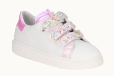 Beberlis Wit-Roze Velcroschoen