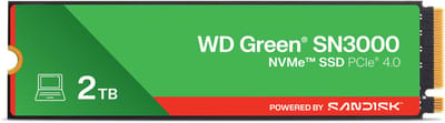 WD Green SN3000 - SSD M.2 2280 - PCI Express 4.0 x4 - 2 TB - NVMe - 3d v-nand (QLC)