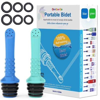 2 PIÈCES Pulvérisateur Bidet de Voyage Soin Périnéal Post-Partum Pulvérisateur Bidet de Voyage Portatif à Main pour Femmes Facile à Utiliser pour les Toilettes blue