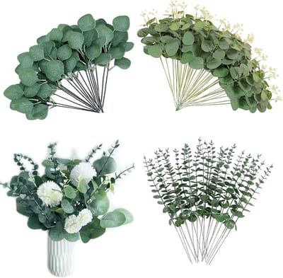 Dailygoods - 30 stuks kunstmatige eucalyptustakken groene kunstplanten eucalyptus decoratie kunstmatige takken bladeren decoratie voor bruiloften, tuinen, kantoordecoraties (3 stijlen)
