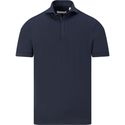 John Miller Polo Slim Plain Hyperstretch Short Sleeve Zip Collar Donker Blauw / male