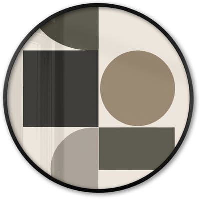 Poster in lijst Rond - Fotolijst 60x60 cm - Posters - Aardetinten - Abstracte compositie - Eenvoudige vormen - Ronde posterlijst zwart - Decoratie - Wanddecoratie woonkamer - Muurdecoratie slaapkamer