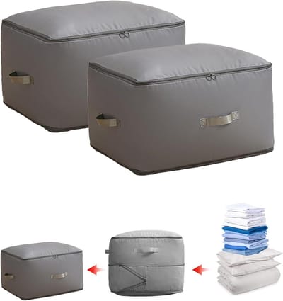 Opbergzakken - Organizer Tassen - Ruimte Besparen - Zelfcompressie Systeem - 54 x 42 x 50 cm - Grijs