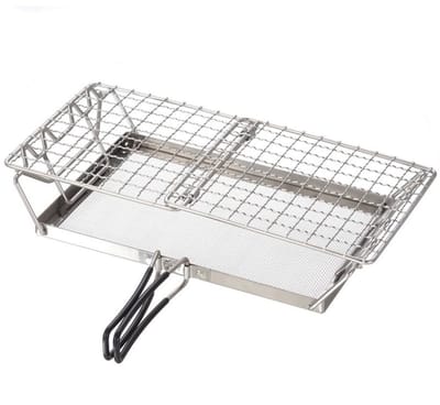 Dailygoods- Campingbroodrooster Roestvrij Staal - Opvouwbaar Handvat - Geschikt voor 2 Sneden - Campingfornuis - Buiten Koken - Inclusief Opbergtas - Broodrooster