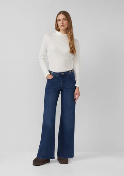 s.Oliver - female - Suri jeans / normale pasvorm / halfhoog / wijde pijpen / juwelendetail