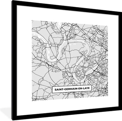 Fotolijst incl. Poster - Plattegrond - Kaart - Stadskaart - Frankrijk - Saint-Germain-en-Laye - 40x40 cm - Posterlijst
