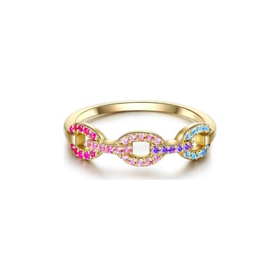 Gems München Dames Dames ring 925 sterling zilver Zirkonia 50 Geelgoud 32019605