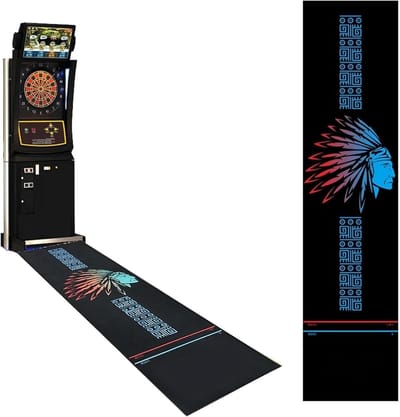 Rubberen Dartmat - Darttapijt Vloerbeschermer - Dartspel Oefenen - Antislip Geluiddicht - 295x70cm - Zwart Grijs