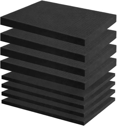 Rasterschuim en kubusschuim: 8 stuks, 305 x 305 x 25 mm en 305 x 305 x 10 mm voor gereedschapskoffers, op maat gesneden schuimrubber en beschermkoffers