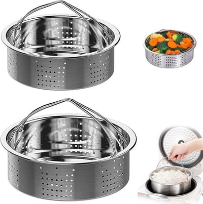 Stoommand van roestvrij staal 304, inzetstuk voor stoomkoken, ideaal voor groenten en rijst, 2 stuks (17 cm, 21 cm)