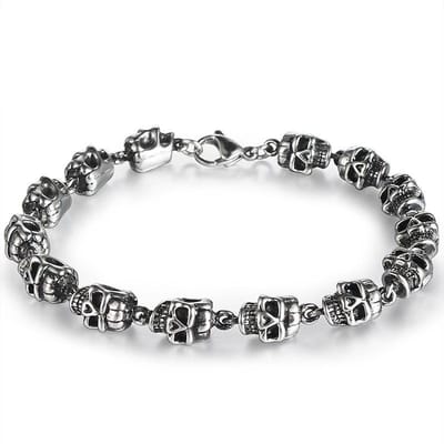 Hete Verkoop Mode Skelet Armbanden voor Mannen Hip Hop Rock Motorfiets Accessoires gray
