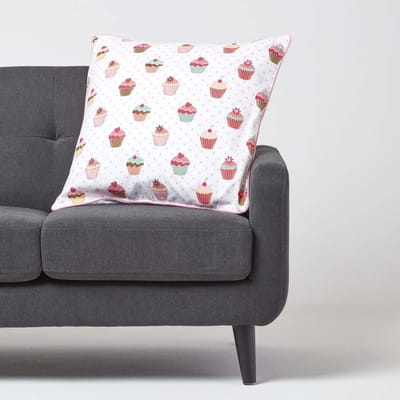 Homescapes Katoenen Cupcake Kussenhoes 60 x 60 cm